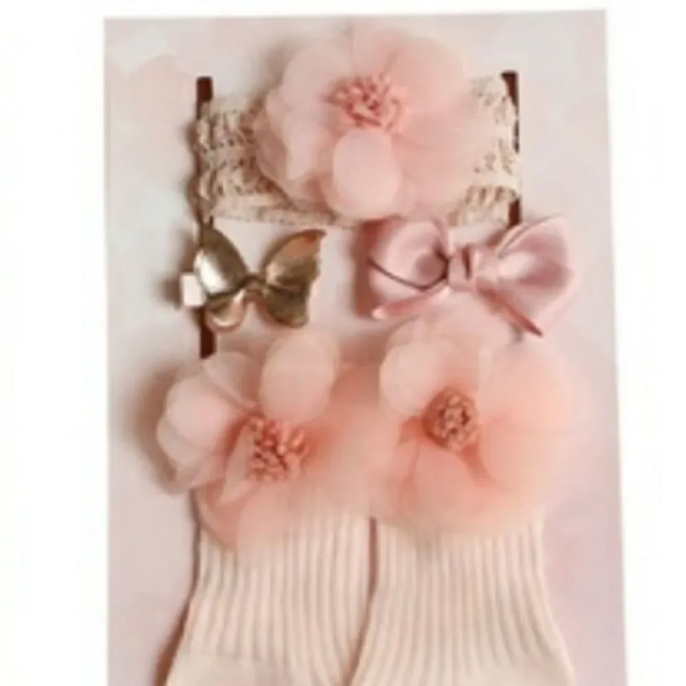 NIB Chicbaby Pink Flower Hair Accessories & Socks